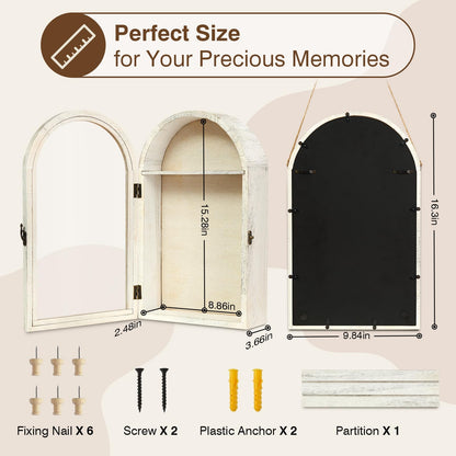 DGWJSU Shadow Box Frame 10x16 Large Shadow Boxes Display Cases with Linen Back and Removable Shelves, Picture Frame Wedding Bouquet Memorabilia Medals Photos Memory Box for Keepsakes (White)
