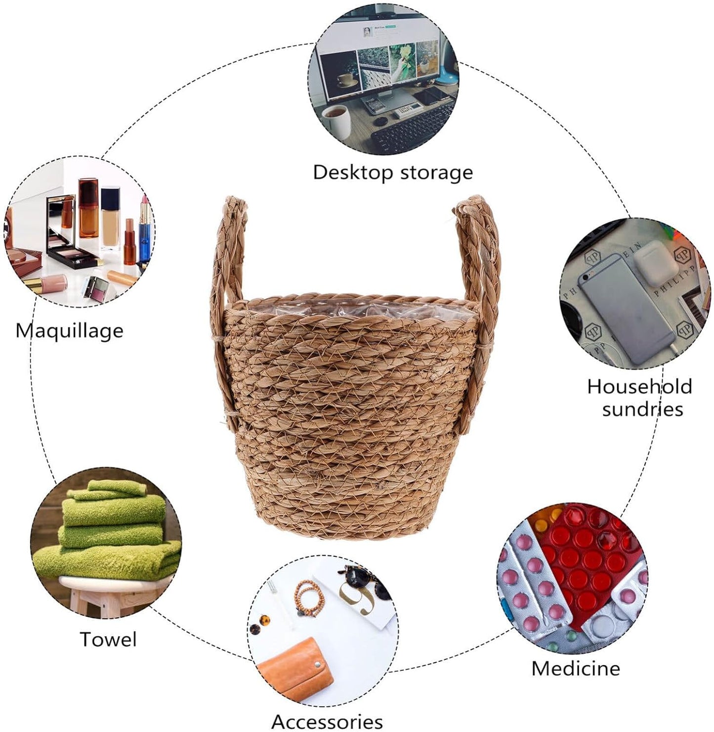 Yardwe Woven Flower Basket | Straw Weaving Plant Flower Pots Cover for Garden Containers and Storage Bins 6.3 Inches