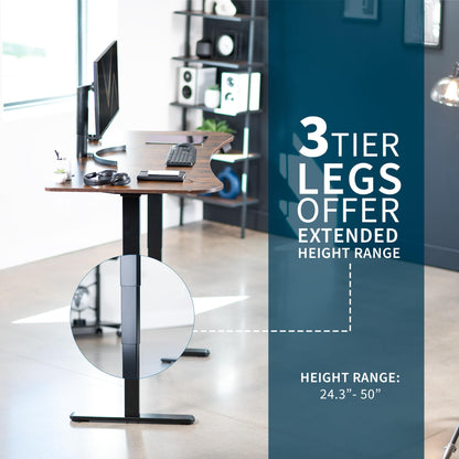 VIVO Electric 63 x 32 in Dual Motor Rustic Standing Desk, Memory Height Adjustment, 2B Series, Vintage Brown Top Black Frame, DESK-KIT-2B1N