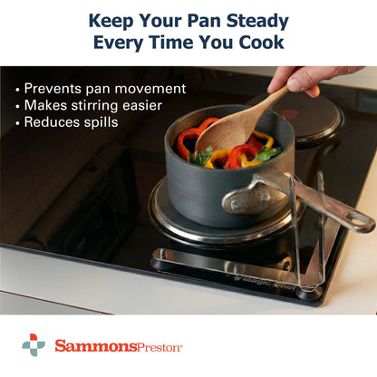 Sammons Preston Folding Pan Holder, Pot Stabilizer for One-Handed Stirring, Secure & Stable Kitchen Aid for Pan & Pot Turn Prevention, Spill Prevention for Stove Top Cooking