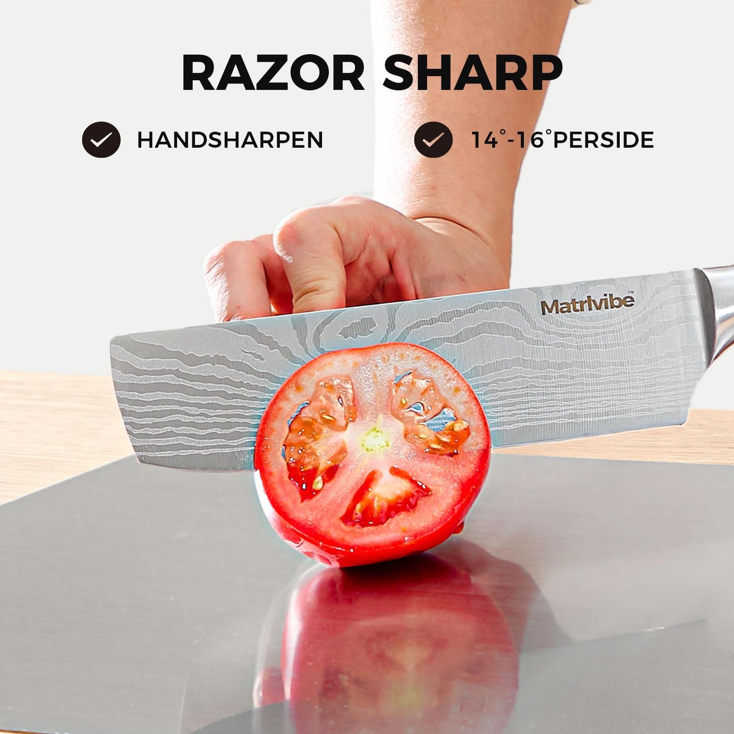 MATRLVIBE Nakiri Knife - 7” Razor Sharp Vegetable Cleaver, High Carbon Steel Kitchen Knife,Multipurpose Japanese Chef Knife for Meat Chopping with Premium Pakkawood Handle, Gift box and Sheath