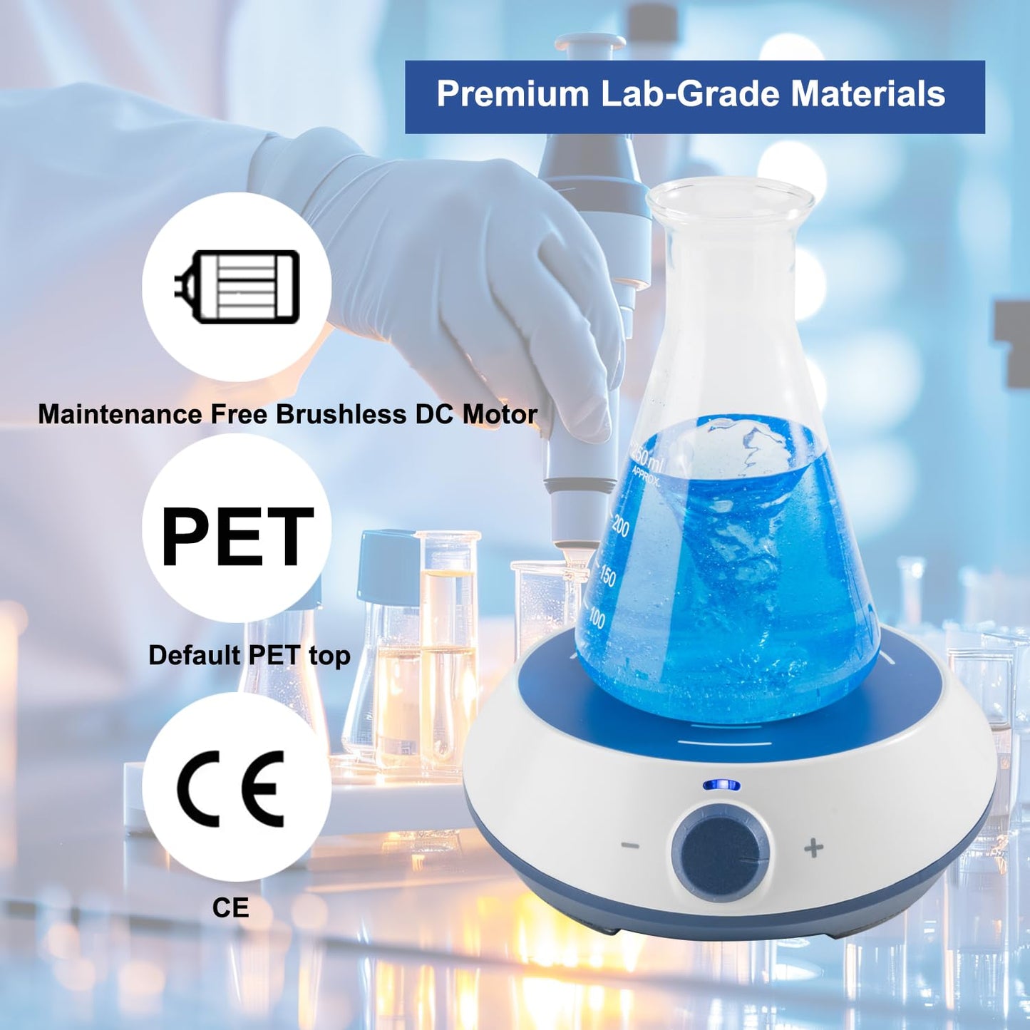 ONiLAB Magnetic Stirrer with 4PCS Stir Bars，3M Power Cord, Magnetic Mixer with Stirring Capacity 3000ml (No Heating)…