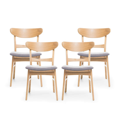 Christopher Knight Home Heather Mid-Century Modern Dining Chairs (Set of 4), Dark Gray and Natural Oak