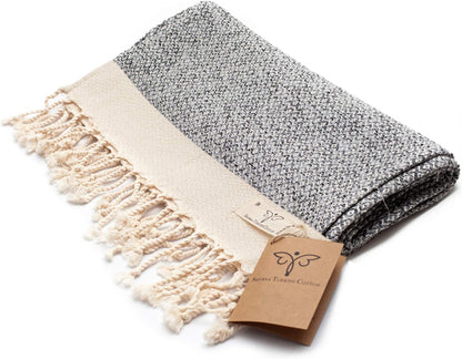 SMYRNA TURKISH COTTON Vintage Series Hand Towels, 16x40 inch, Set of 2, Gray