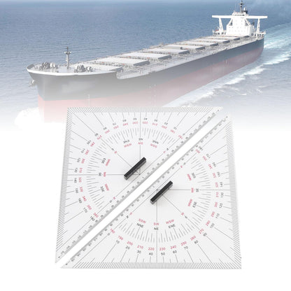 2pcs Chart Drawing Triangle Ruler, 11.81in Course Triangle Positioning Triangle Boat Architectural Stationery Navigation Plotting Kit for Training Purposes Maritime