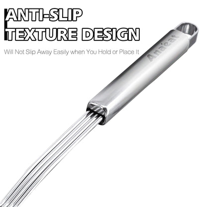 Anaeat Stainless Steel Spider Strainer Skimmer - Solid Kitchen Strainer Ladle with Long Handle for Cooking and Frying, Reinforced Double Coil Slotted Spoons for Pasta, Noodle, Spaghetti (7 Inch)