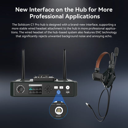 Hollyland Solidcom C1 PRO 9-Users Wireless Headset Intercom System ENC Noise Cancellation with Base Station, 1.9GHz Full-Duplex Team Communication with AB Grouping Cloud Meeting Announcement