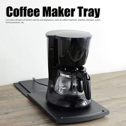 Kitchen Sliding Coffee Maker Tray Mat, Appliance Moving Caddy, Countertop Holder for Kitchen Utensils and Appliances.