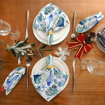 Set of 6 Ocean Animal Cloth Napkins, 20x20 Inch, Reusable Washable Dinner Napkins for Holiday Party Restaurant Banquet