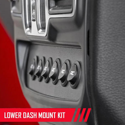 Rough Country 6 Gang Lower Dash Switch Panel & Relay System - MLC-6 Light & Accessory Controller for Jeep Wrangler JL/Gladiator JT (2018-2026)