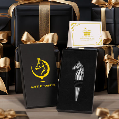 LULLEA Horse Head Wine Stopper, Horse Wine Gifts Birthday Gifts for Men Women, Bottle Stoppers for Wine Champagne, Dark Silver with Gift Box