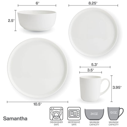 Mikasa 5266100 Samantha Chip-Resistant 16 Piece Set, Service for 4 White