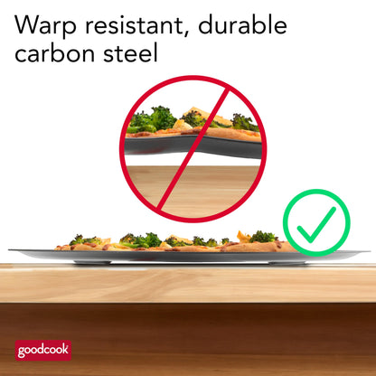 GoodCook AirPerfect Insulated Nonstick Carbon Steel Pizza Pan with Cutting Guides, Perforated Nonstick Pizza Pan, 15.75-Inch, Gray