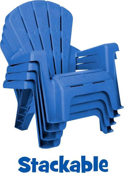 4 Pack Set Little Tikes Kids Garden Chair in Blue, Outdoor Toddler Activity Adirondack Chairs for Picnic, Garden