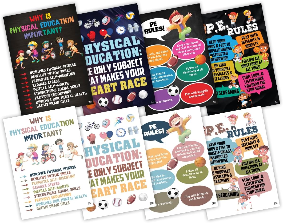 11''x17'' (Set 4 Jinniee Classroom exercise poster Calm Posters and Kids Work Out for Sports Poster Tools collection