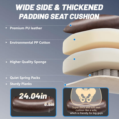 800LBS Big and Tall Office Chair for Heavy People, Heavy Duty Executive Chair with High Back, Extra Wide Seat and Adjustable Lumbar, Large Computer Desk Chair Comfortable for Home Office (Brown)