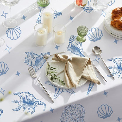 Last Toast on the Coast Bachelorette Table Cloth Blue Coastal Bachelorette Party Decorations Seashells Beach Table Cloth Ocean Nautical Table Cover for Girl Wedding Bridal Shower Picnic Camping Party