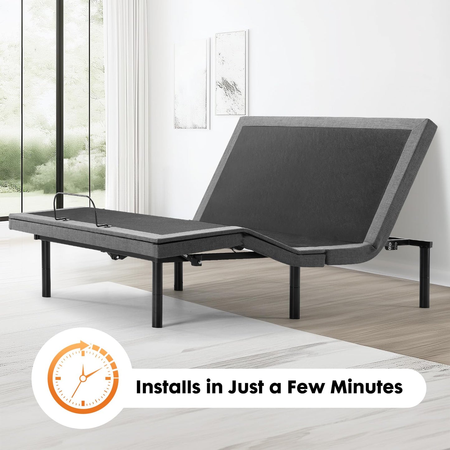 Sweetcrispy Queen Adjustable Bed Frame, Ergonomic Electric Base with Wireless Remote and 2 USB Ports, Head and Foot Incline, Zero Gravity, Anti-Snore, Easy Assembly