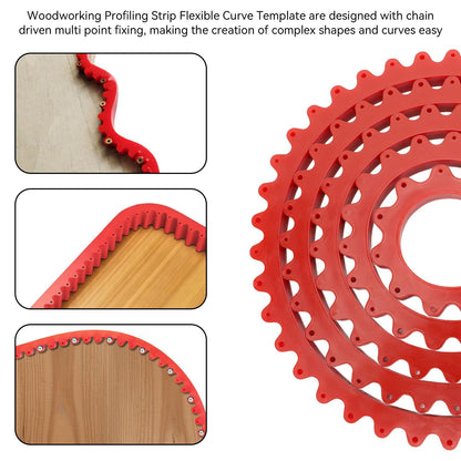 Woodworking Profiling Strip Flexible Curve Template Profiling Strip Gear Driven Curve Template Guide Adjustable Fixed Complex Shape Contour Tool (78.74inch)
