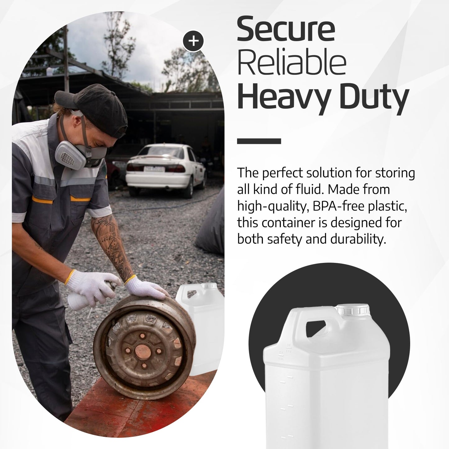 kitchentoolz 2.5 Gallon Water Jug – Water Container Heavy-Duty HDPE Carboy for Automotive Used Oil Container & Liquid Storage – 10 Liter Water Jugs with Secure Lid – Made in USA
