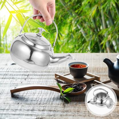 PRETYZOOM Stainless Steel Tea Pot with Infuser, 14cm Stovetop Teapot for Blooming and Loose Leaf Tea, Silver