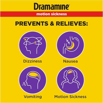 Dramamine Motion Sickness Relief - Less Drowsy Travel Vial - 8 Count Multicolor Pack