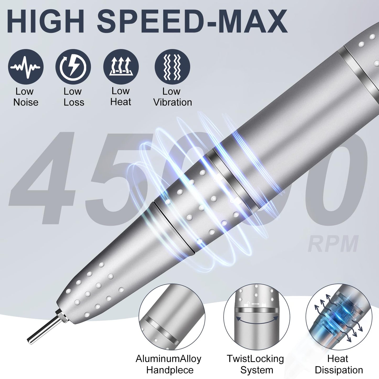 Electric Nail Drill Professional 45000RPM, Portable Smart Touch Display Electric Nail File, 4000mAh Rechargeable Nail Drill Kit for Remover Acrylic & Gel Nails Manicure for Salon Home