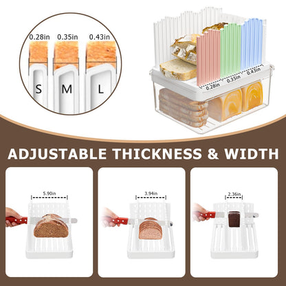 LLMRR Bread Box with Slicer & Ice Chilled Condiment Caddy, Portable Airtight Bread Storage Container with Lid Handle for Kitchen Counter, Bread Keeper for Homemade Bread,Toast, Bagel, Cookies, White