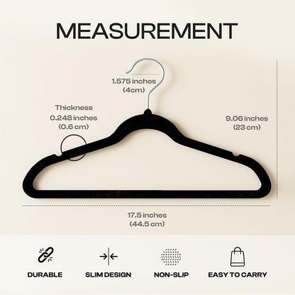Utopia Home Velvet Hangers 30 Pack - Luxury Non-Slip Slim Coat & Pant Hangers with 360° Swivel Hook - Black