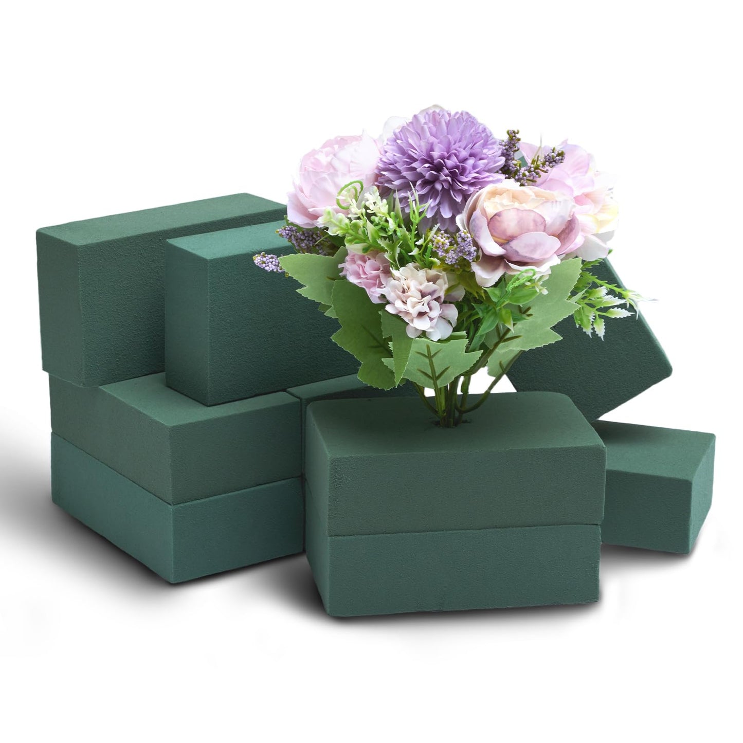 GNRZZT 10 PCS Floral Foam Blocks, 5.5"L x 3.1"W x 1.7"H Green Dry & Wet Flower Foam for Fresh and Artificial Flowers, Plant Foam for Wedding, Birthdays, Pary, Home Decorations