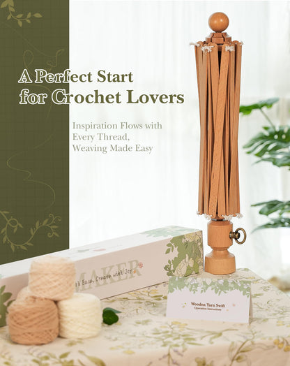 INMAKER Yarn Swift, Wooden Yarn Umbrella Swift，Crochet Accessories for Winding, Cool Gifts for Crocheters and Knitting Lovers