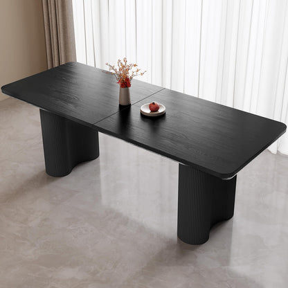GraceNook 79" Rectangular Black Dining Table, Modern Kitchen Table with Sturdy Sleek Wave Support Legs for Living Room, Dining Room & Kitchen