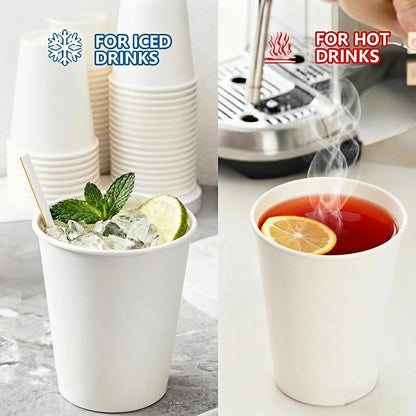 Nosttuff Coffee Cups 10 oz 1000 Pack - Leakproof & Sturdy Disposable Paper Cups for Hot & Cold Drinks (BPA Free), Bulk White Paper Cups for Office, Home, Cafe, Party, Events
