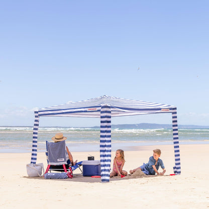 CoolCabana Beach Shade Tent - Easy Setup, UPF 50+ Protection, Large & Medium Sizes, Compact & Wind Resistant - Beach Cabana for The Whole Family - Navy Stripes, Large