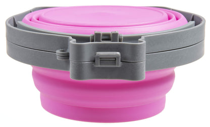 Loving Pets - Bella Roma Double Diner Portable Travel Dog Bowls Collapsible Combined Dog Food & Water Bowls (Pink, Medium)