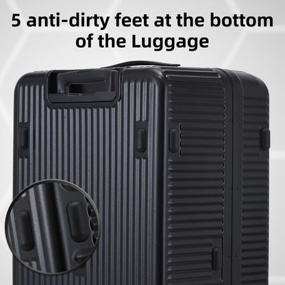 Kaleenie 2 pieces 20/29 Aluminum Frame Carry On and Checked Luggage Set with Side Opening, Lightweight Hardshell ABS+PC Trunk Suitcase with TSA Lock, 360° Universal Wheels & Adjustable Handle, Black