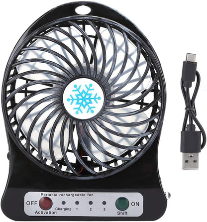 CCYLEZ Mini Table Fan - 3 Speed Adjustable USB Rechargeable Fan for Baby Bed, Car Seats, Summer Gift (Black)
