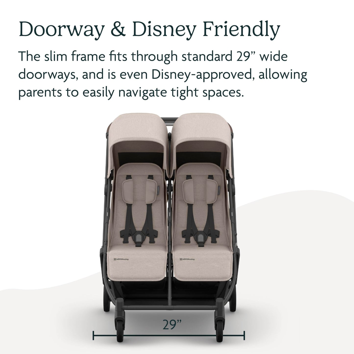 UPPAbaby Minu Duo Side-by-Side Double Stroller - Lightweight + Compact Design for Travel - Easy Fold- from Birth to Toddler - Independent Recline -Ada (Sandstone/Carbon Frame/Chestnut Leather)