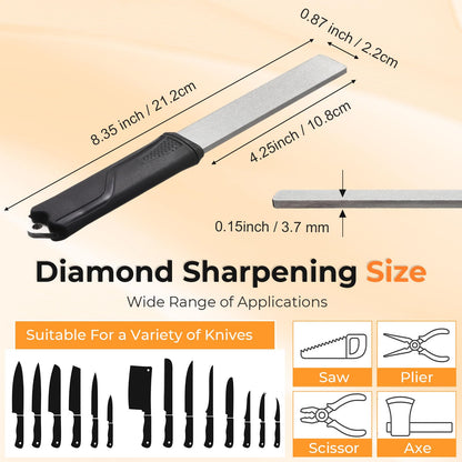 Frienda Diamond Sharpening 121n Dual-grit Knife Sharpener Stone Tool Lawn Mower Blade Sharpener File Garden Tool 325/1200 Grit Handheld Double with Angle Guide for Kitchen Axe Machete Chisel Drill