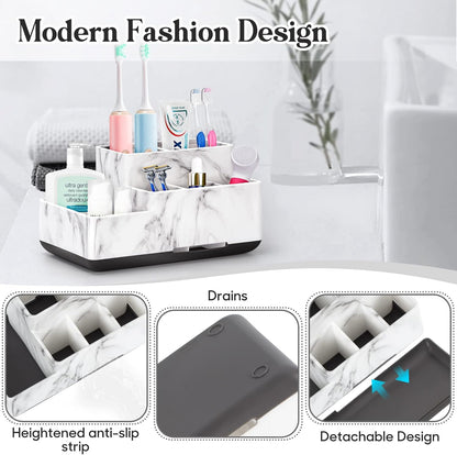 Toothbrush Holder Bathroom Organizer, 5 Compartments for Cosmetic, Makeup, and Office Stationery Storage