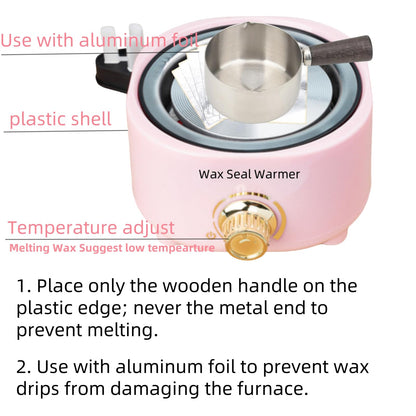 Wax Seal Warmer Electric, Pink Sealing Wax Warmer Furnace Kit Includes 1Pcs 80ml Large Spoon and 1Pcs Non-Slip Spoon Sealings Stamp Melting Warmer Great Tool for Melt Waxs Seals Sticks Beads (Pink)