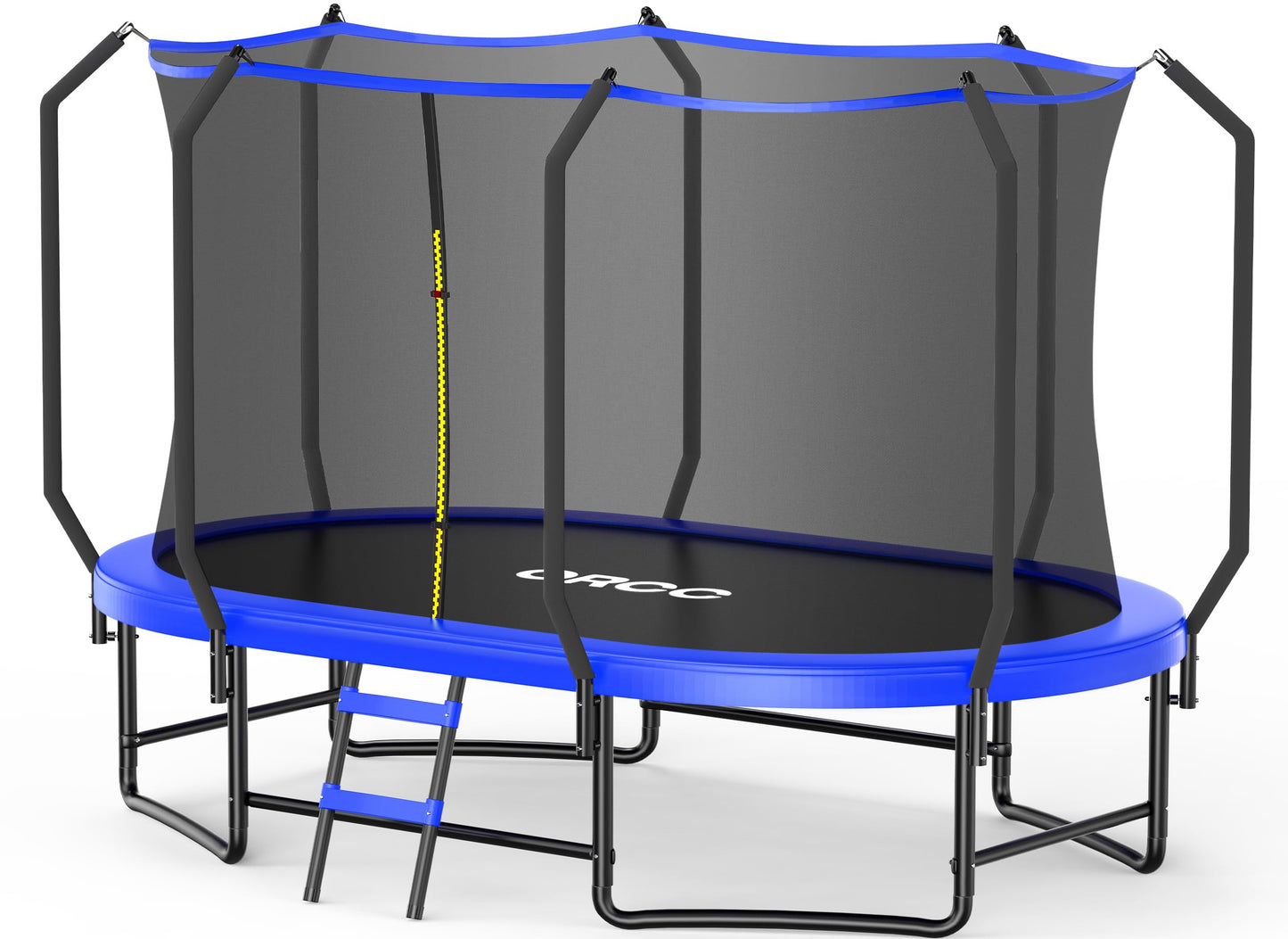 ORCC 7x10 FT Oval Outdoor Trampoline with Safety Net - Recreational Gymnastics Trampoline for Kids, 1200LBS Capacity, Heavy-Duty Galvanized Steel Frame Yard Trampolines