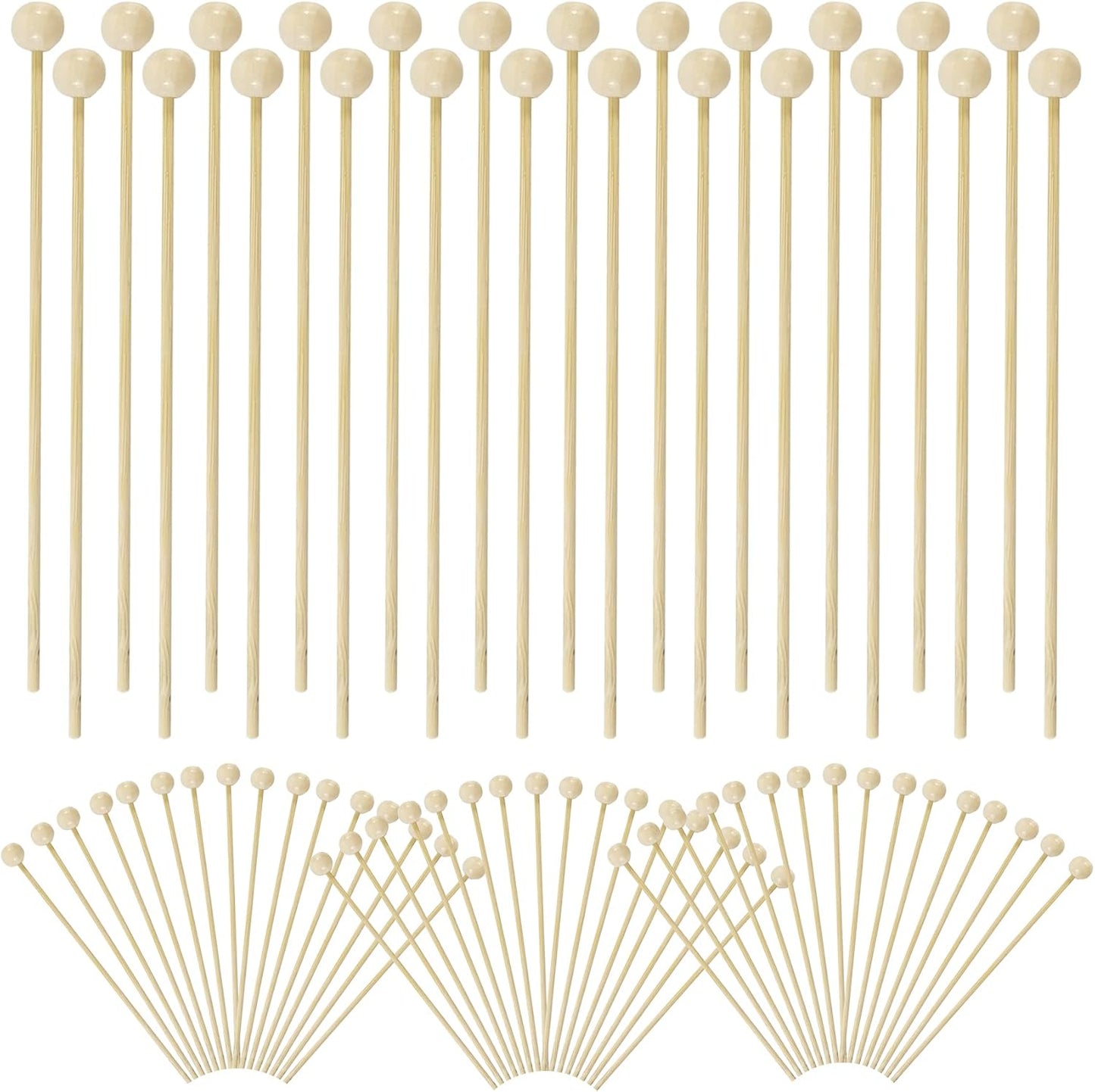 100PCS 6inch Rock Candy Sticks, Wood Swizzle Sticks for Hard Rock Candy, Cake Sticks & Drink Stirrer