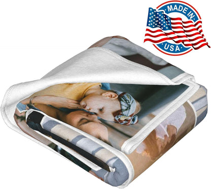 Custom Blankets with Photos Collage - Personalized Throw Blankets with Picture and Text, 40x50 Inch, 9 Photos