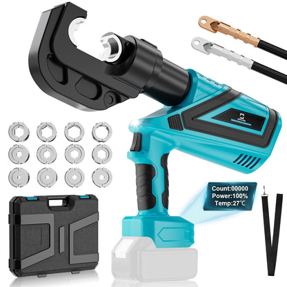 CERYCOSE Electric Hydraulic Cable Lug Crimping Tool, 12 Ton Hydraulic Crimper Compatible with Makita 18V Battery, Electrical Terminal Cable Wire Fiber Crimper Kit with 12 Dies, 6AWG-800MCM, Tool Only