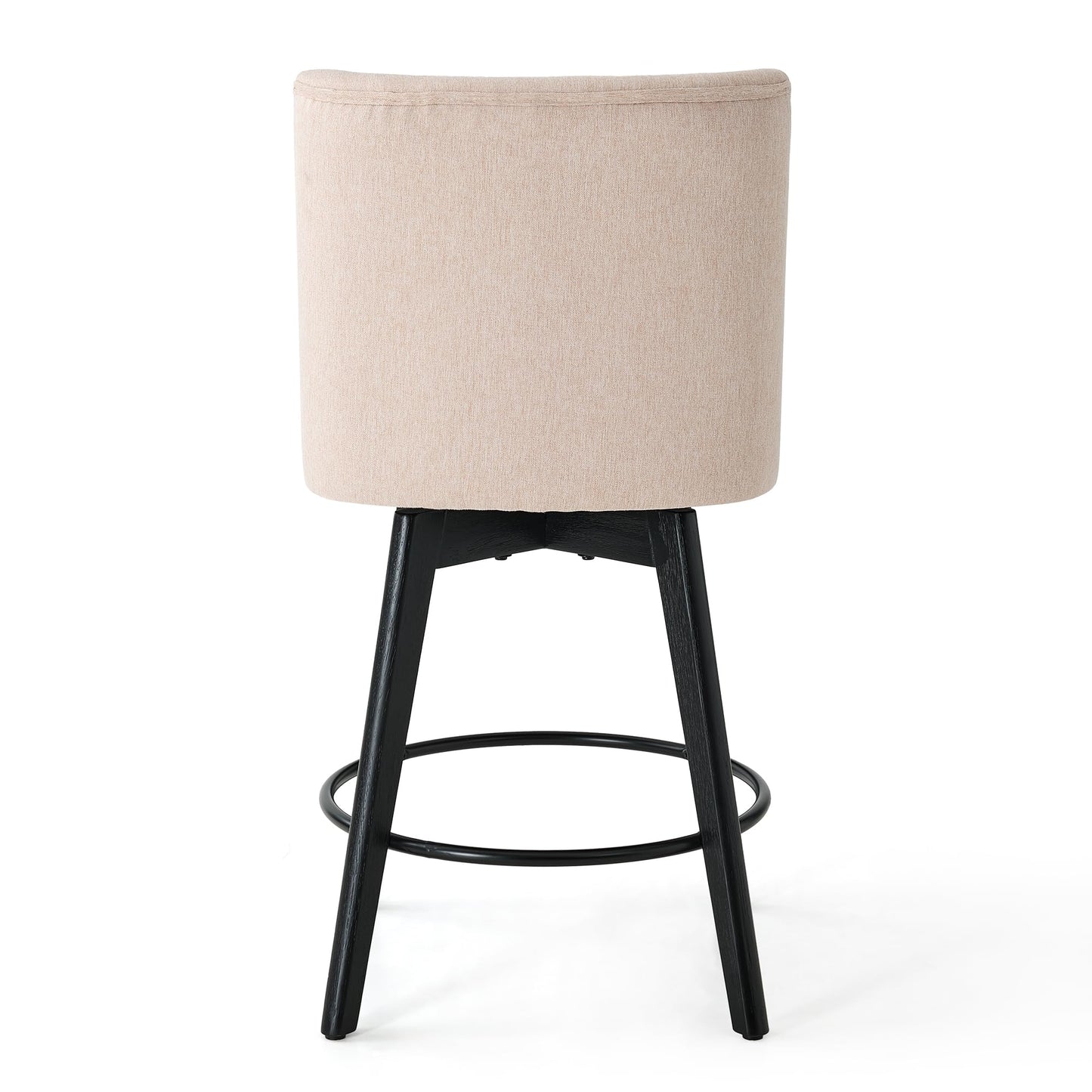 Vipbear Counter Height Bar Stools Set of 3, 26" H Swivel Bar Stools with Backs, Linen Fabric Upholstered Bar Chairs with Solid Wood Legs for Kitchen Island, Dining Room, Home Bar, Beige