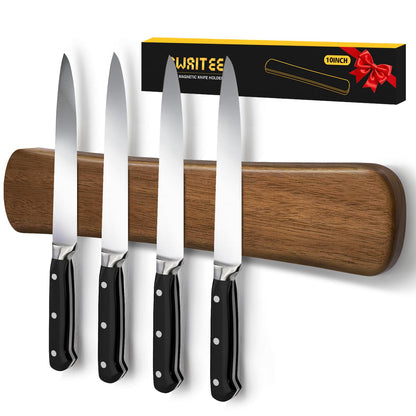 Swaitee Magnetic Knife Holder for Wall, 10 Inch Wood Strong Magnetic Knife Strip, Small Kitchen Storage Space Savers, Rv Apartment Farmhouse Accessories Organizer, Housewarming Gifts for New Home