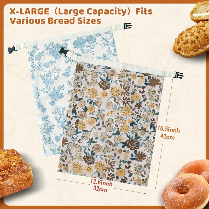 Beeswax Bread Bags for Homemade bread,2 Pack Sourdough Bread Bags,Reusable Bread Bourdough Storage