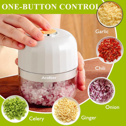 Electric Garlic Chopper 250ml, Mini Cordless Food Processor with 304 Stainless Steel Blade