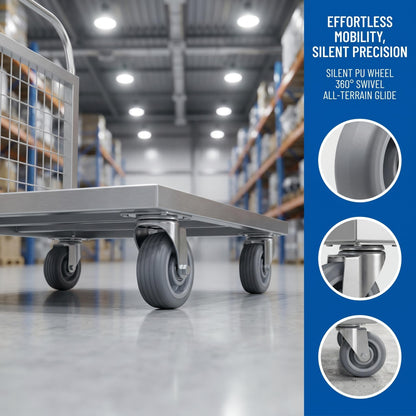 Platform Truck Cart with Cage,2200 lbs Capacity,6-in-1 Multi-Purpose Heavy Duty Foldable Flatbed Cart with Swivel Wheels,Quiet&Smooth Rolling Utility Hand Cart for Grocery,Laundry,Garage,Warehouse
